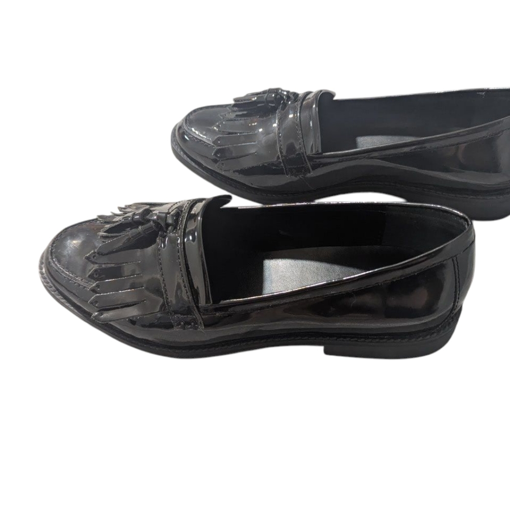 BN ALDO Shiny Black Tassel Fringed Loafers Sz US 8 Chic Elegant Versatile - Picture 5 of 9